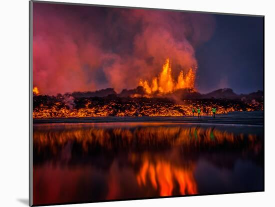 Glowing Lava from the Eruption at the Holuhraun Fissure, Near the Bardarbunga Volcano, Iceland-null-Mounted Photographic Print