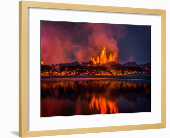 Glowing Lava from the Eruption at the Holuhraun Fissure, Near the Bardarbunga Volcano, Iceland-null-Framed Photographic Print