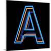 Glowing Letter A Isolated On Black Background-Andriy Zholudyev-Mounted Art Print