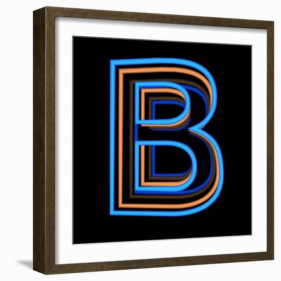 Glowing Letter B Isolated On Black Background-Andriy Zholudyev-Framed Art Print