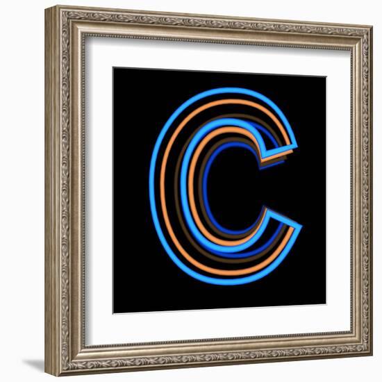 Glowing Letter C Isolated On Black Background-Andriy Zholudyev-Framed Art Print