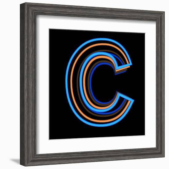 Glowing Letter C Isolated On Black Background-Andriy Zholudyev-Framed Art Print