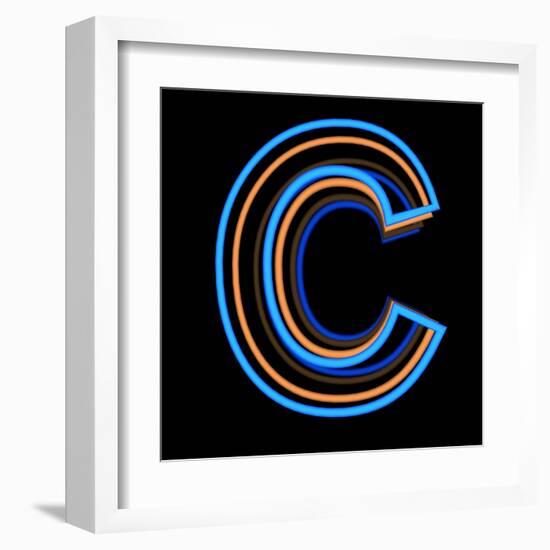 Glowing Letter C Isolated On Black Background-Andriy Zholudyev-Framed Art Print