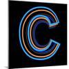 Glowing Letter C Isolated On Black Background-Andriy Zholudyev-Mounted Art Print