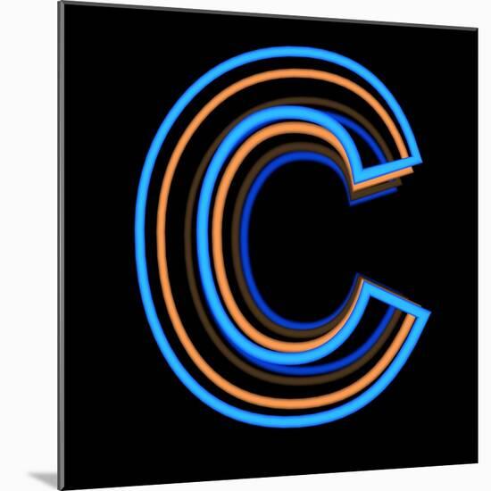 Glowing Letter C Isolated On Black Background-Andriy Zholudyev-Mounted Art Print