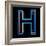 Glowing Letter H Isolated On Black Background-Andriy Zholudyev-Framed Art Print