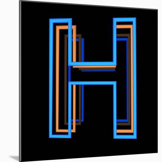 Glowing Letter H Isolated On Black Background-Andriy Zholudyev-Mounted Art Print