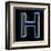 Glowing Letter H Isolated On Black Background-Andriy Zholudyev-Framed Art Print