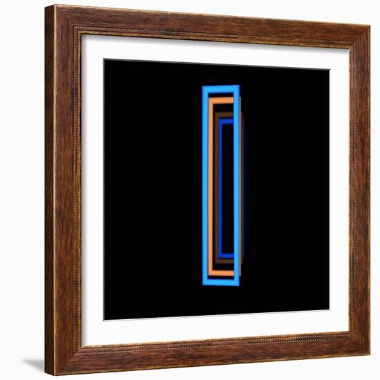 Glowing Letter I Isolated On Black Background-Andriy Zholudyev-Framed Art Print