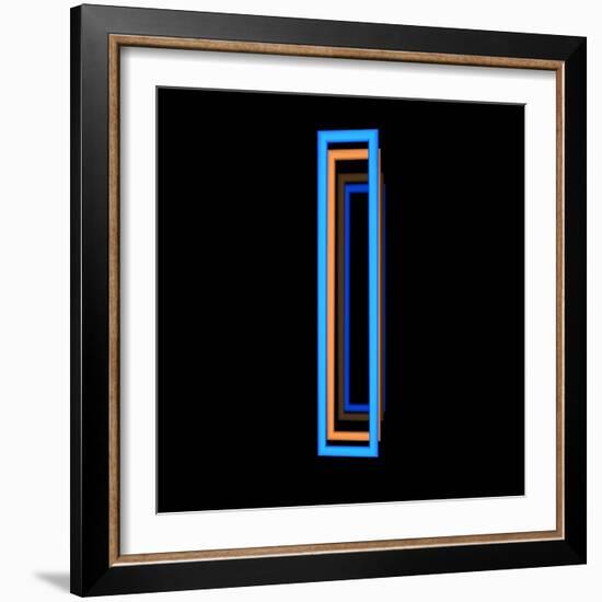 Glowing Letter I Isolated On Black Background-Andriy Zholudyev-Framed Art Print