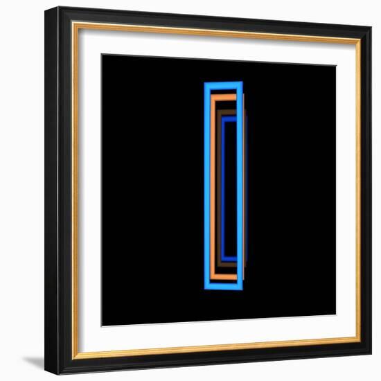 Glowing Letter I Isolated On Black Background-Andriy Zholudyev-Framed Art Print