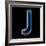 Glowing Letter J Isolated On Black Background-Andriy Zholudyev-Framed Art Print