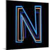 Glowing Letter N Isolated On Black Background-Andriy Zholudyev-Mounted Art Print