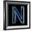 Glowing Letter N Isolated On Black Background-Andriy Zholudyev-Framed Art Print