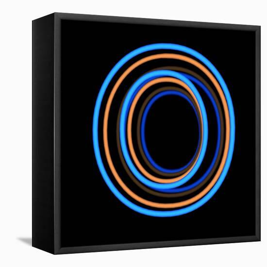 Glowing Letter O Isolated On Black Background-Andriy Zholudyev-Framed Stretched Canvas