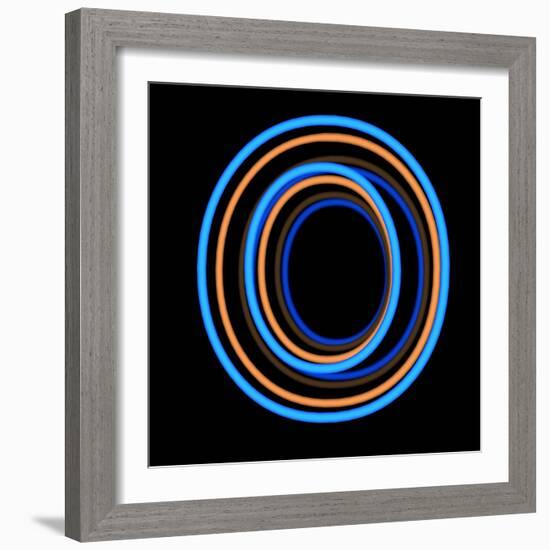 Glowing Letter O Isolated On Black Background-Andriy Zholudyev-Framed Art Print