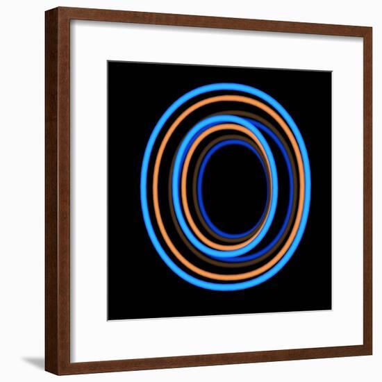 Glowing Letter O Isolated On Black Background-Andriy Zholudyev-Framed Premium Giclee Print