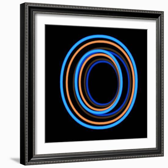 Glowing Letter O Isolated On Black Background-Andriy Zholudyev-Framed Premium Giclee Print