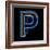 Glowing Letter P Isolated On Black Background-Andriy Zholudyev-Framed Art Print