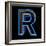 Glowing Letter R Isolated On Black Background-Andriy Zholudyev-Framed Art Print