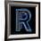 Glowing Letter R Isolated On Black Background-Andriy Zholudyev-Framed Art Print