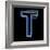 Glowing Letter T Isolated On Black Background-Andriy Zholudyev-Framed Premium Giclee Print