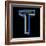 Glowing Letter T Isolated On Black Background-Andriy Zholudyev-Framed Art Print