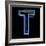 Glowing Letter T Isolated On Black Background-Andriy Zholudyev-Framed Art Print