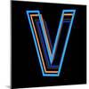 Glowing Letter V Isolated On Black Background-Andriy Zholudyev-Mounted Art Print