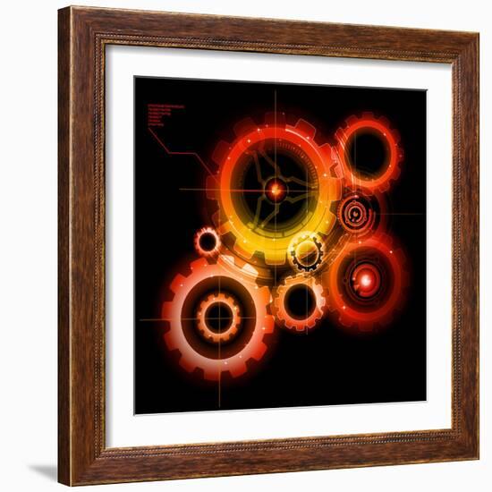 Glowing Techno Gears-Viktorus-Framed Art Print