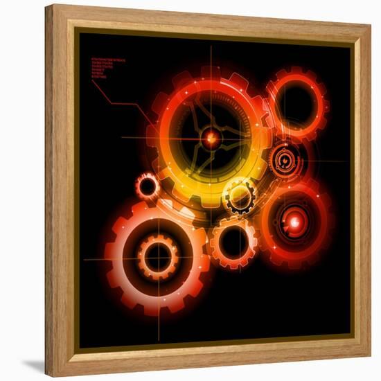 Glowing Techno Gears-Viktorus-Framed Stretched Canvas