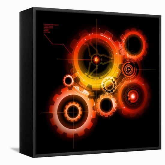 Glowing Techno Gears-Viktorus-Framed Stretched Canvas