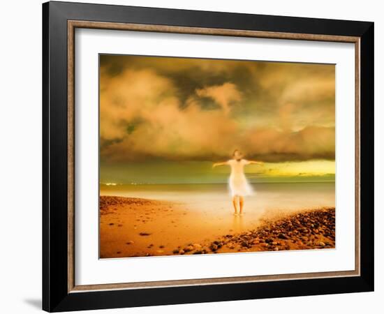 Glowing Woman Standing on the Beach-Jan Lakey-Framed Photographic Print