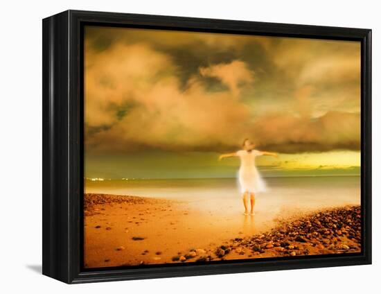 Glowing Woman Standing on the Beach-Jan Lakey-Framed Premier Image Canvas