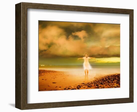 Glowing Woman Standing on the Beach-Jan Lakey-Framed Photographic Print