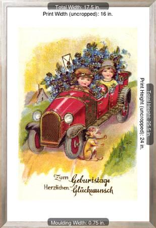 Gluckwunsch Geburtstag Auto Blumen Brief Hund Giclee Print Art Com