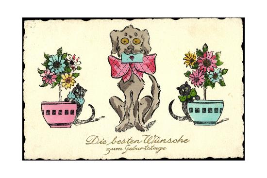 Postkarte Herzl Gluckwunsch Katzen Geburtstag Karten