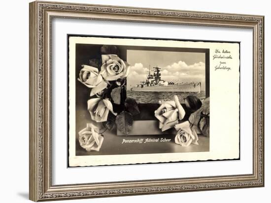 Glückwunsch Geburtstag, Panzerschiff Admiral Scheer-null-Framed Giclee Print