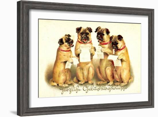 Glückwunsch Geburtstag, Vier Singende Hunde--Framed Giclee Print