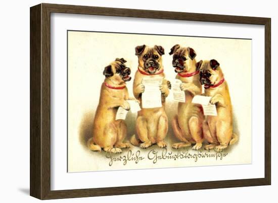 Glückwunsch Geburtstag, Vier Singende Hunde-null-Framed Giclee Print