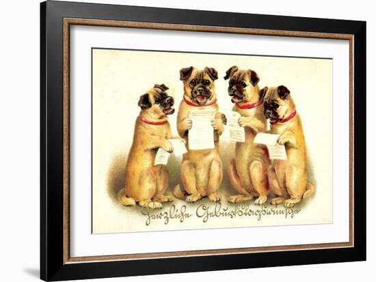 Glückwunsch Geburtstag, Vier Singende Hunde-null-Framed Giclee Print