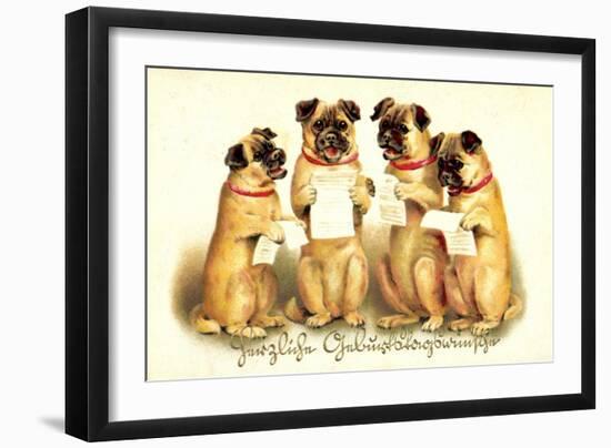 Glückwunsch Geburtstag, Vier Singende Hunde-null-Framed Giclee Print