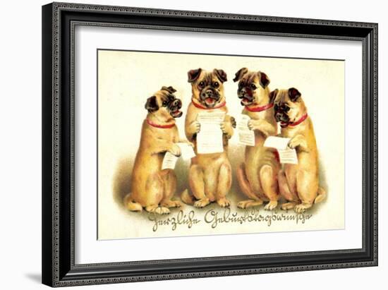 Glückwunsch Geburtstag, Vier Singende Hunde-null-Framed Giclee Print