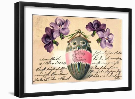 Glückwunsch Ostern, Bemaltes Osterei, Veilchen-null-Framed Giclee Print