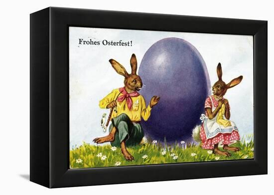 Glückwunsch Ostern, Hasenpärchen Mit Osterei-null-Framed Premier Image Canvas