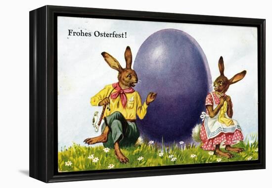 Glückwunsch Ostern, Hasenpärchen Mit Osterei-null-Framed Premier Image Canvas