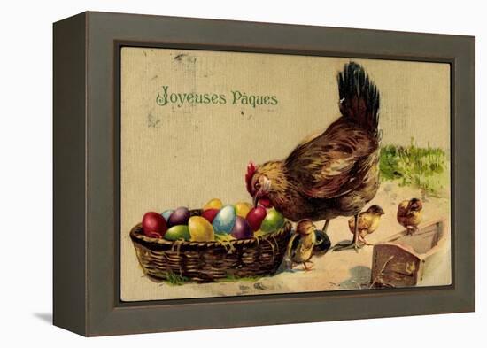 Glückwunsch Ostern, Henne Mit Küken, Ostereier-null-Framed Premier Image Canvas
