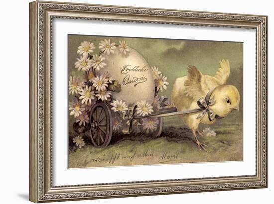 Glückwunsch Ostern, Küken Mit Osterei, Gänseblümchen-null-Framed Giclee Print