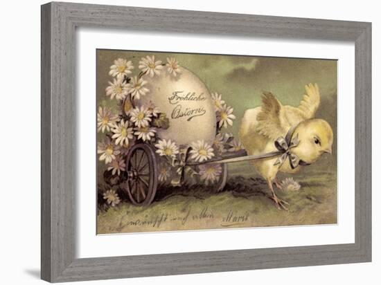 Glückwunsch Ostern, Küken Mit Osterei, Gänseblümchen-null-Framed Giclee Print