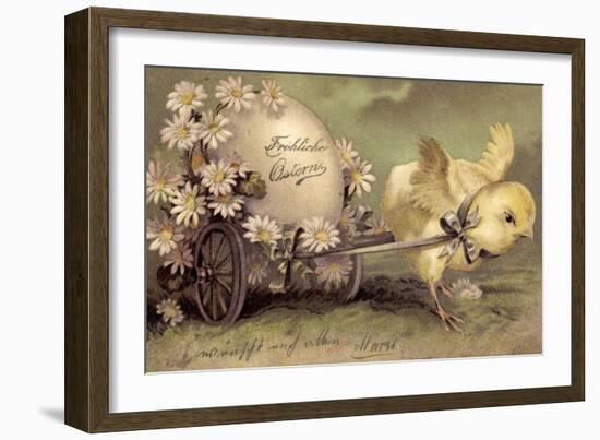 Glückwunsch Ostern, Küken Mit Osterei, Gänseblümchen-null-Framed Giclee Print